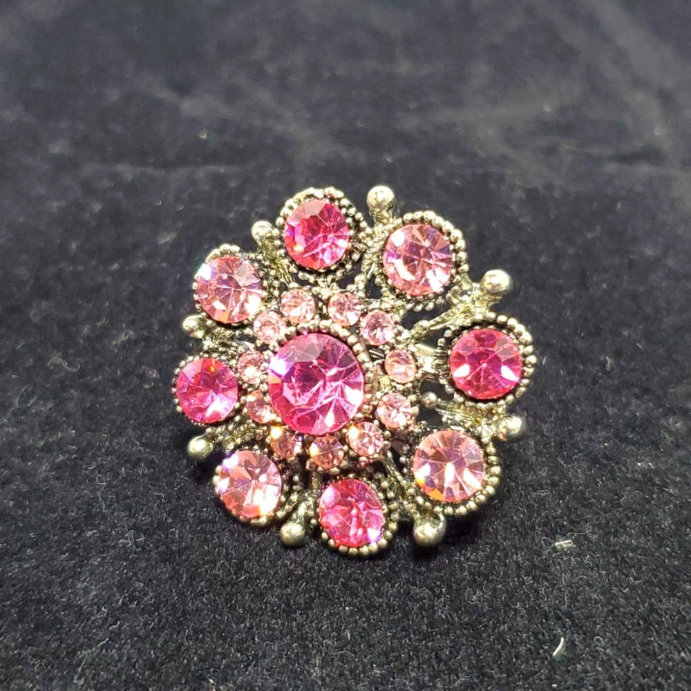 Fuschia rhinestone cocktail ring